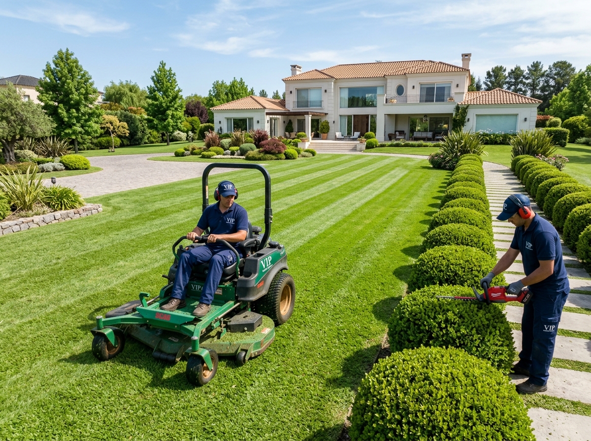 Mantenimiento de jardines con cortacésped de giro cero